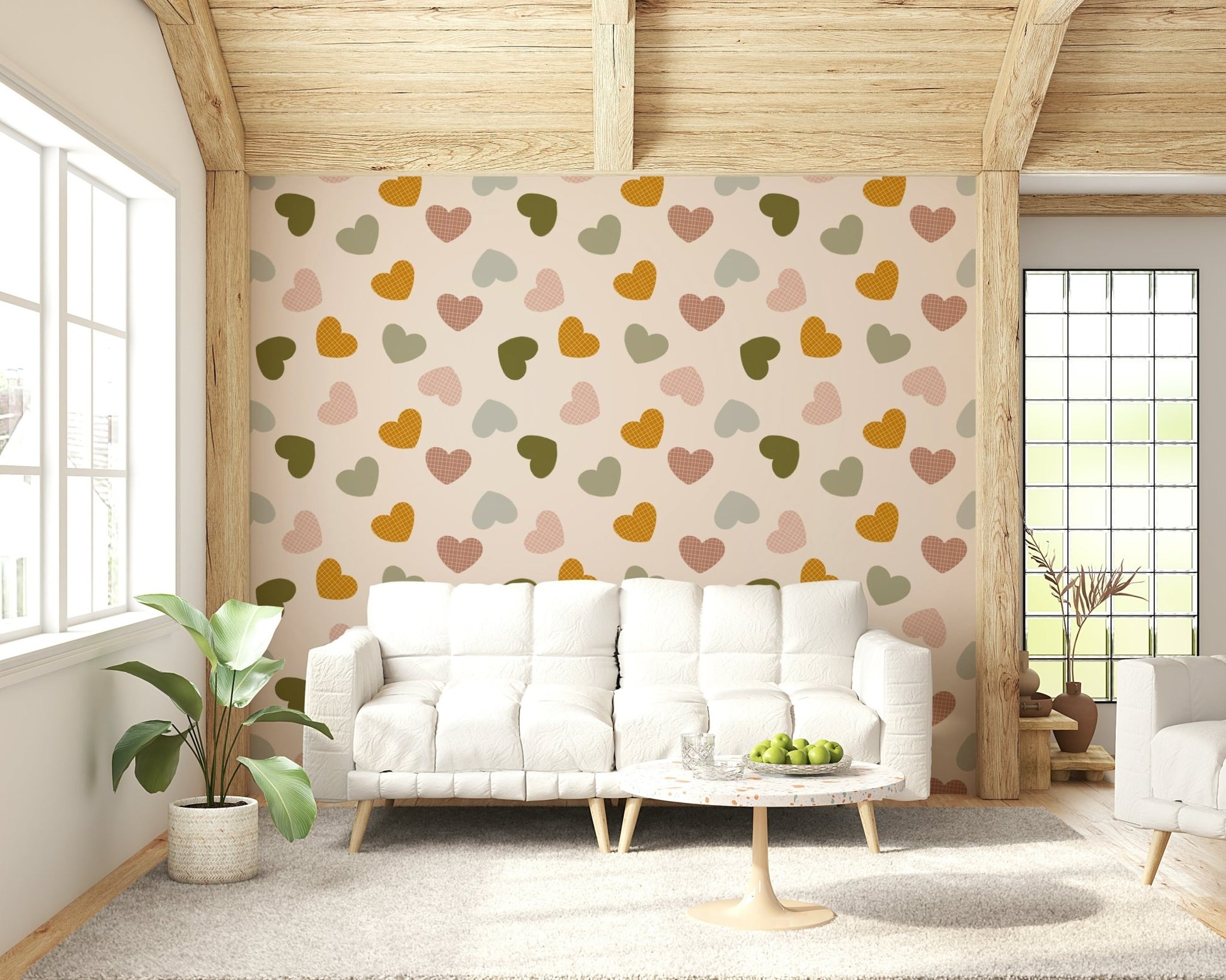 Unique modern Heartfelt Harmony Wallpaper heart design.