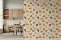 Olive green Heartfelt Harmony Wallpaper heart silhouette detail.
