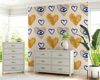 Textured watercolor heart pattern wall mural., GD6511