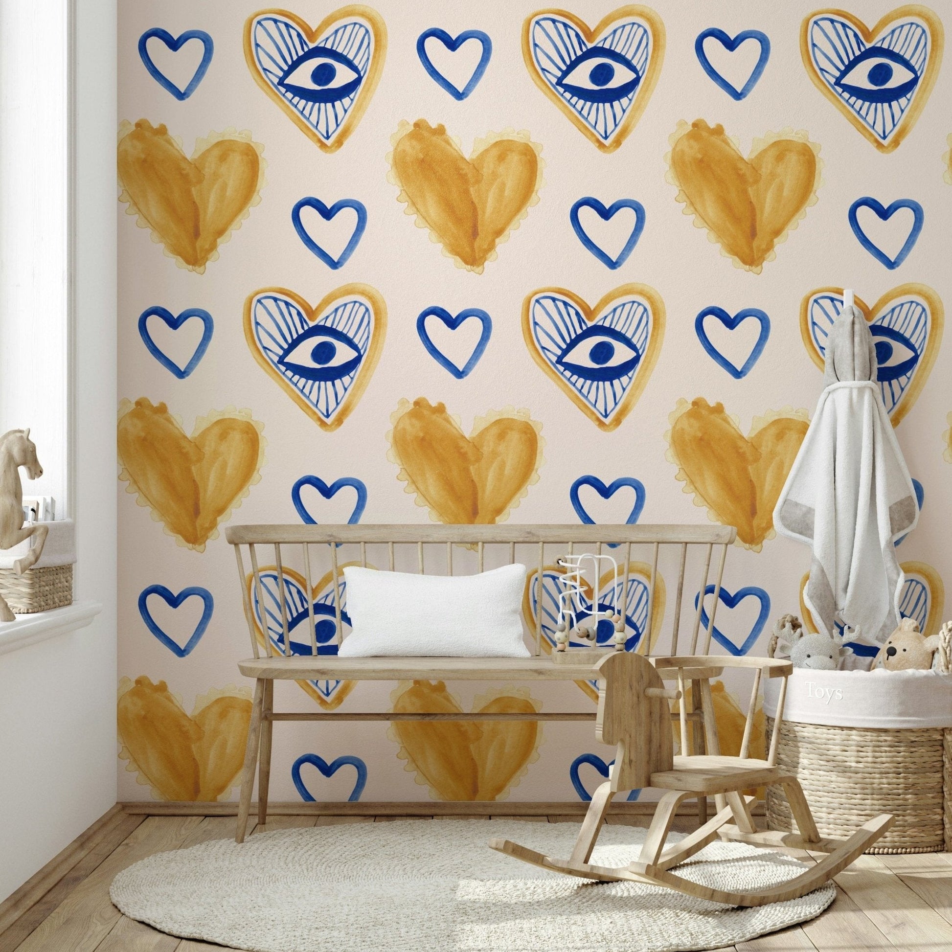 Simple blue outline heart sketch wallpaper., GD6511