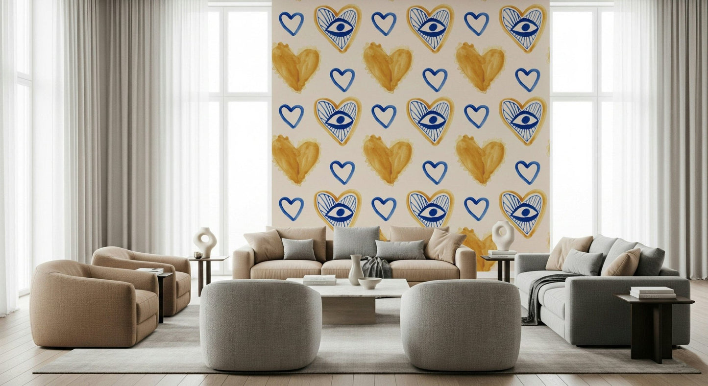 Close-up of bohemian heart painting design wallpaper., GD6511