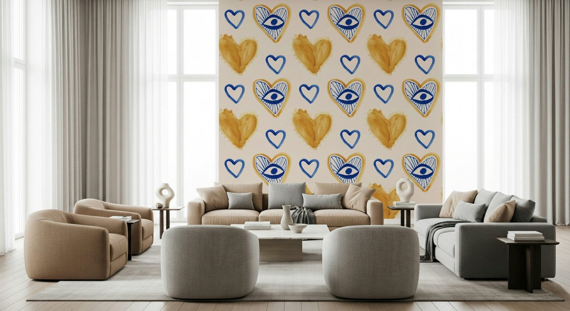 Close-up of bohemian heart painting design wallpaper., GD6511
