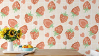 Sweet heartful strawberries wallpaper mural for charming interiors.
