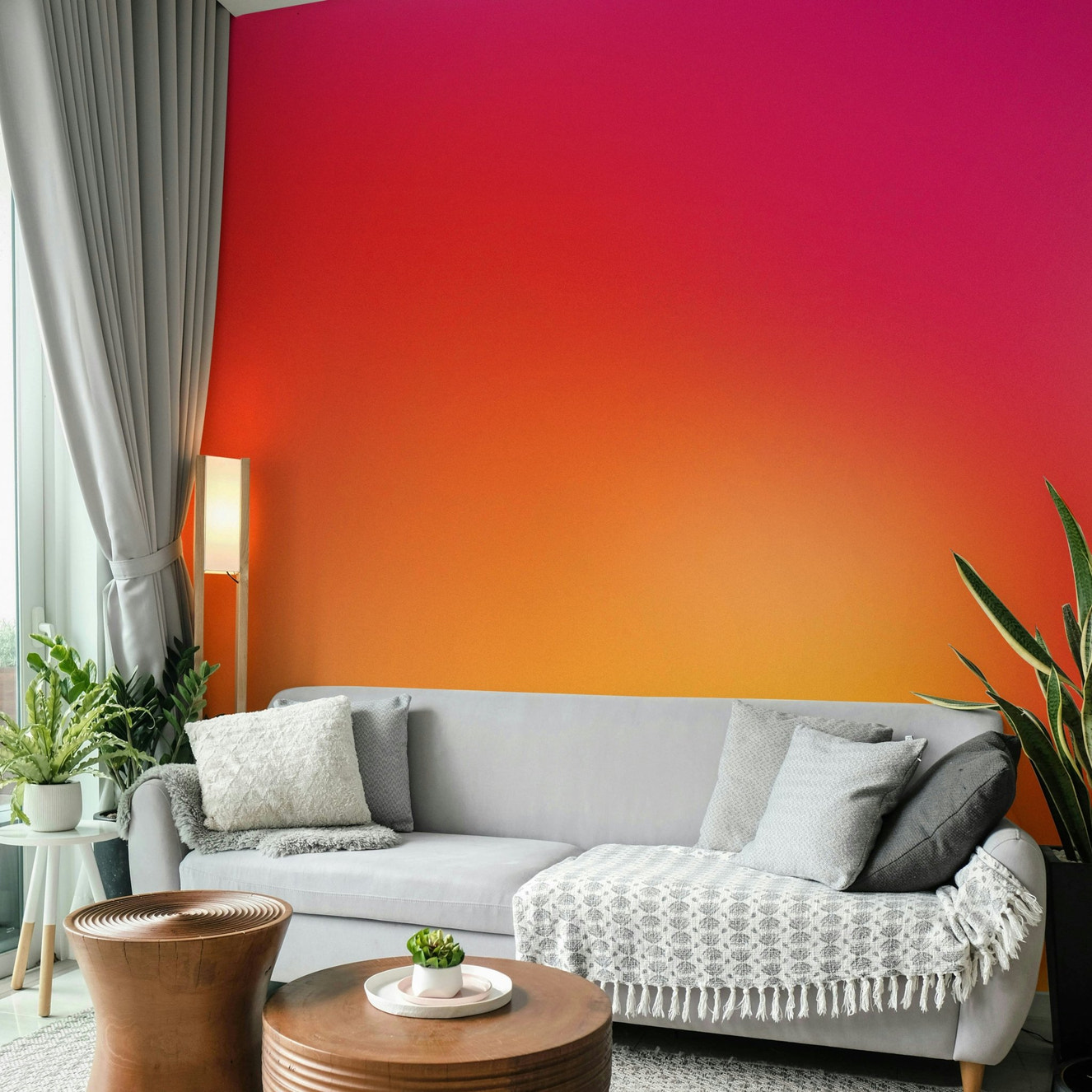 Heat Map Gradient Wall Mural in Hot Pink and Orange

