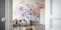 Magnolia flowers mural bringing a serene atmosphere to any room.