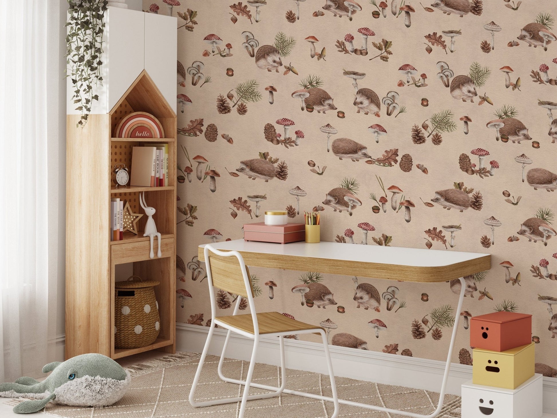 Neutral beige hedgehog wallpaper theme
 KB99