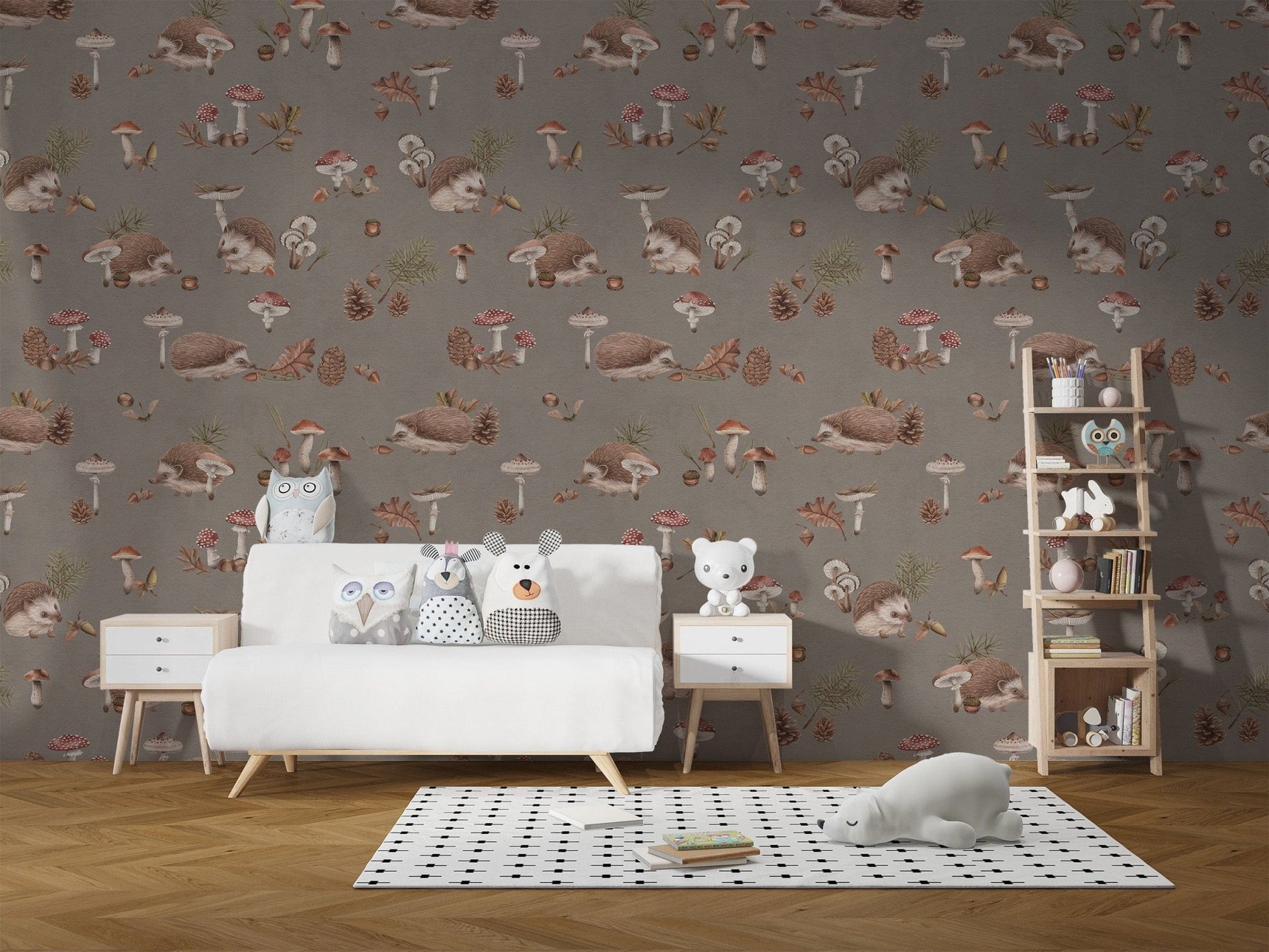 Gender-neutral forest animal wallpaper
