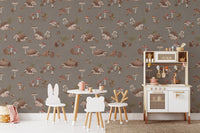 Watercolor hedgehog forest wallpaper print
