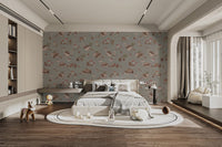 Sage green forest animal wallpaper print
