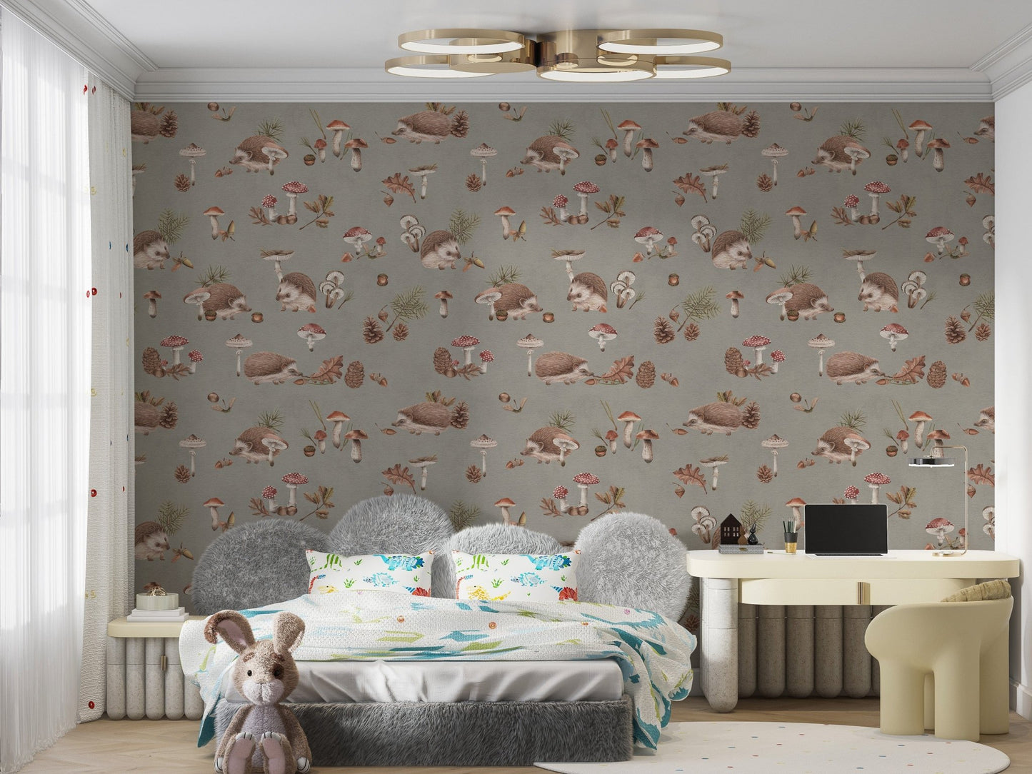 Watercolor hedgehog wallpaper for kids
