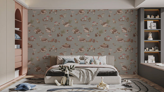 Cute woodland hedgehog wallpaper design KB101
