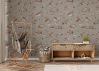 Gender-neutral forest animal wallpaper

