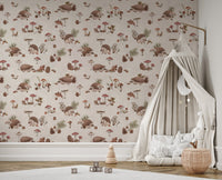 Hedgehog and mushroom wallpaper design KB102
