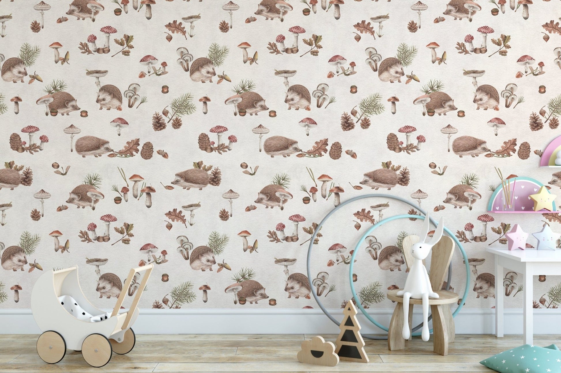 Cute woodland hedgehog wallpaper design KB102
