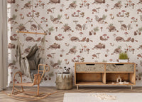 Taupe forest animal wallpaper for kids
 KB102