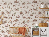 Cozy nursery wallpaper with hedgehogs
 KB102