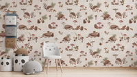Neutral taupe hedgehog wallpaper theme
 KB102