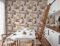 Heirloom Botanical Patchwork Rustic Wallpaper⁠