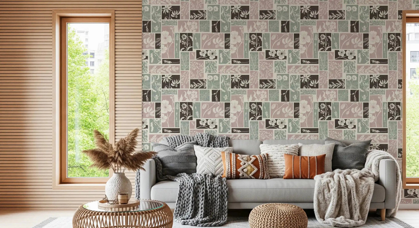Heirloom Floral Patchwork Muted Wallpaper⁠