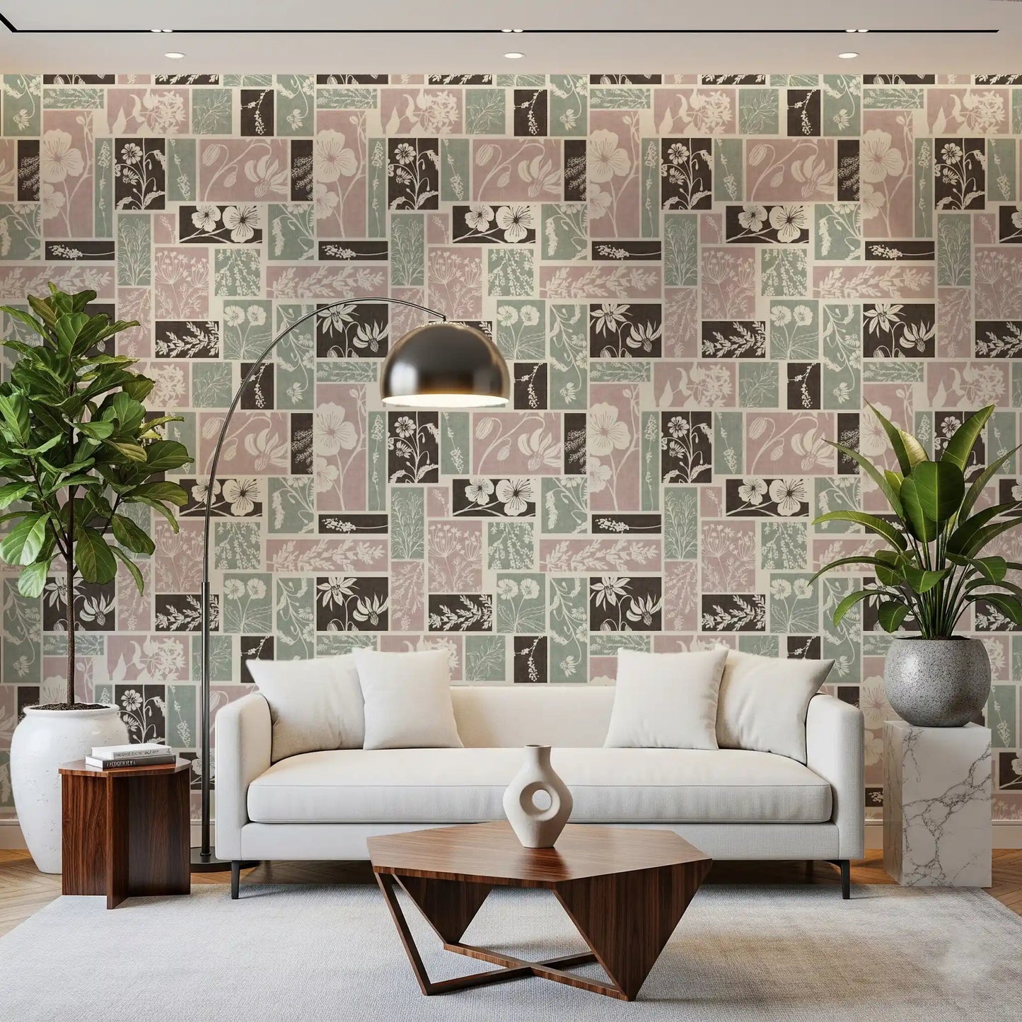 Heirloom Floral Patchwork Muted Wallpaper⁠