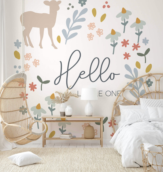 Hello Little One Woodland Mural for Kids' Room

