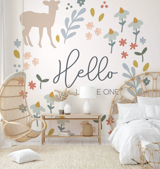 Hello Little One Woodland Mural for Kids' Room

