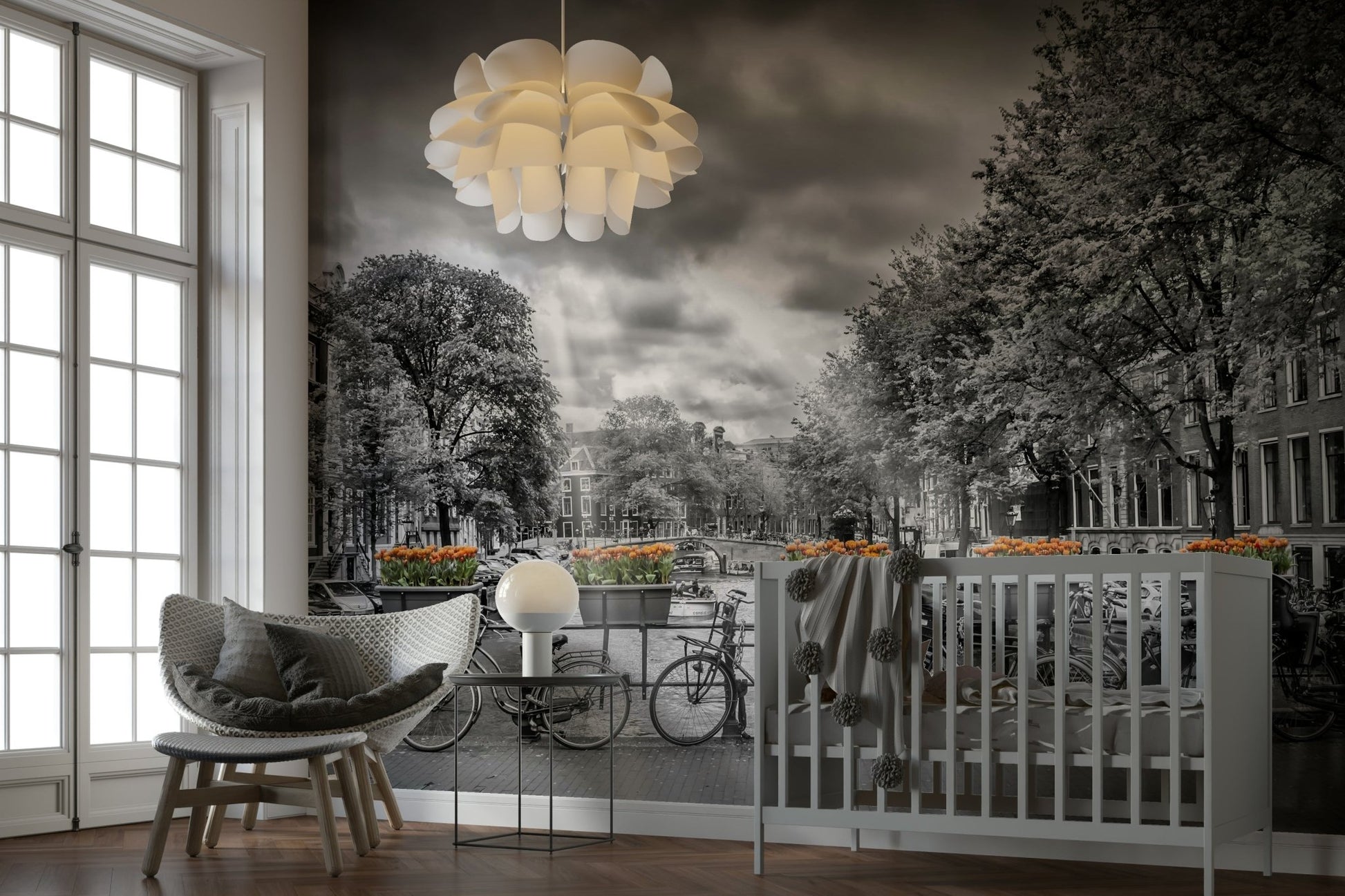 Serene Amsterdam canal wall mural with Herengracht view


