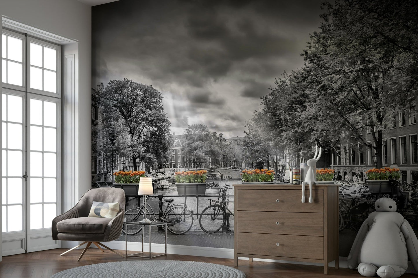 Peel-and-stick Herengracht Amsterdam mural for easy installation


