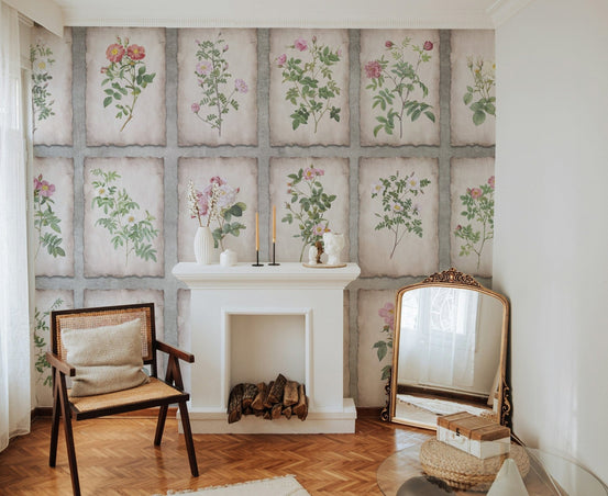 Classic heritage botanicals framed in stunning mural, B846