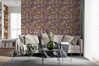 Delicate blossoms shape Heritage Plum Bird & Floral Wallpaper softly