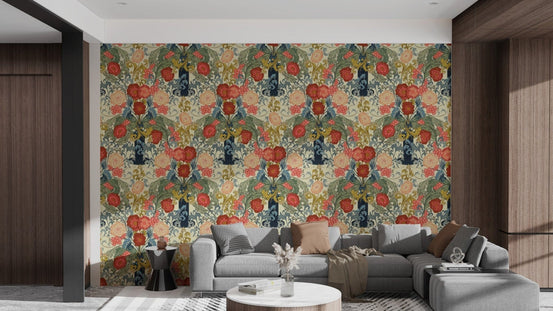 Heritage Rose Garden wallpaper with lush, intricate rose details., AN135
