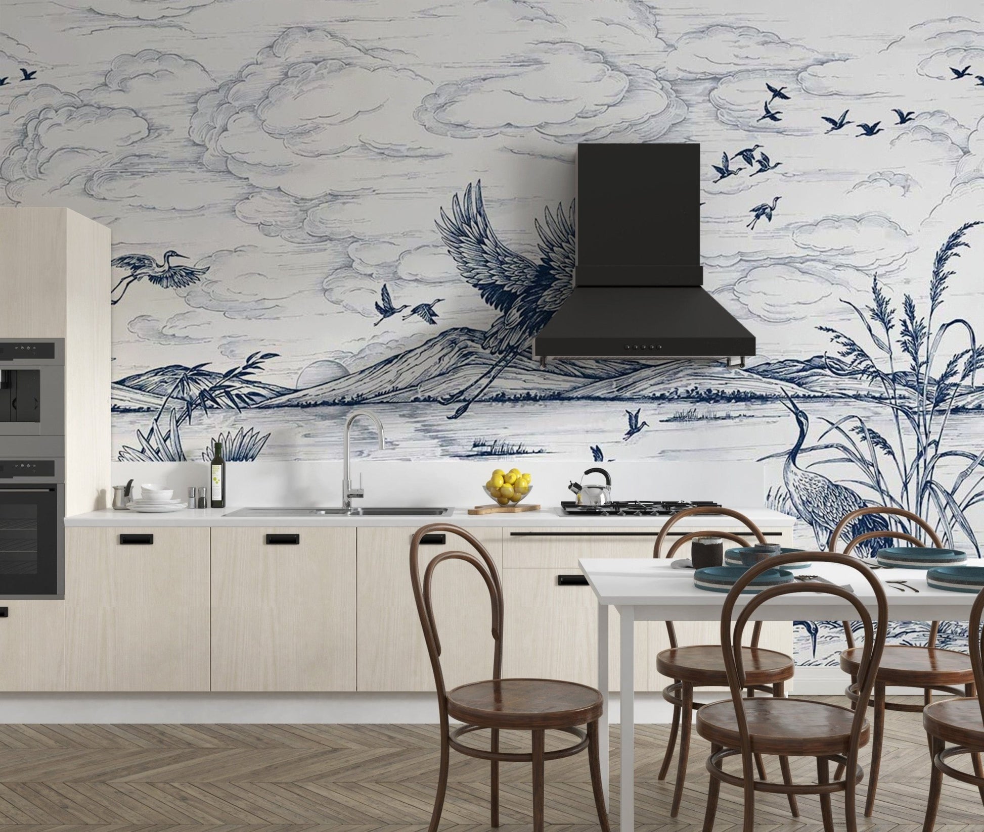 Heron lake scenic wallpaper mural
