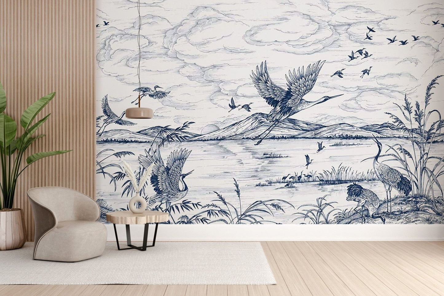 Elegant birds wallpaper with herons
