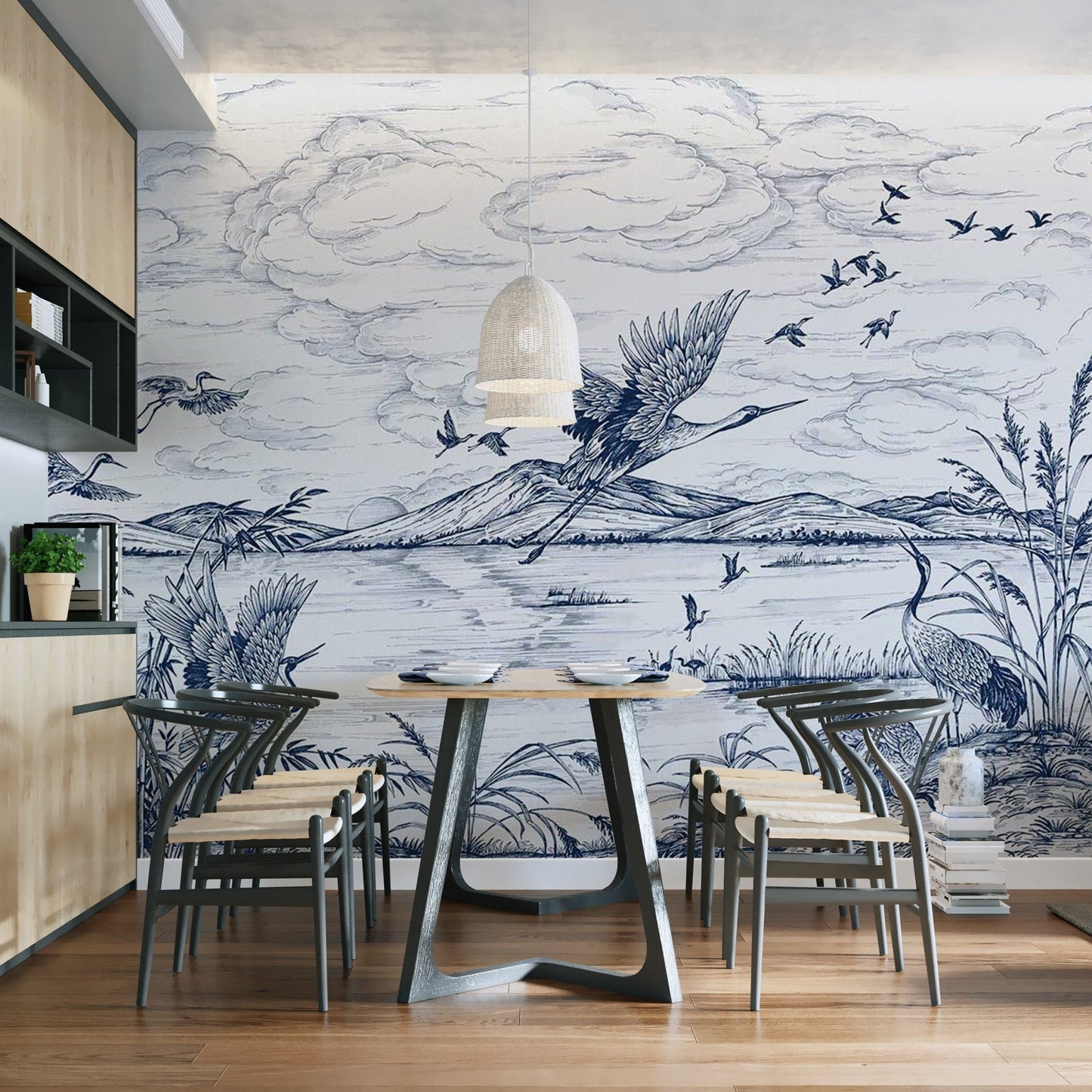 Serene bird wallpaper for interiors