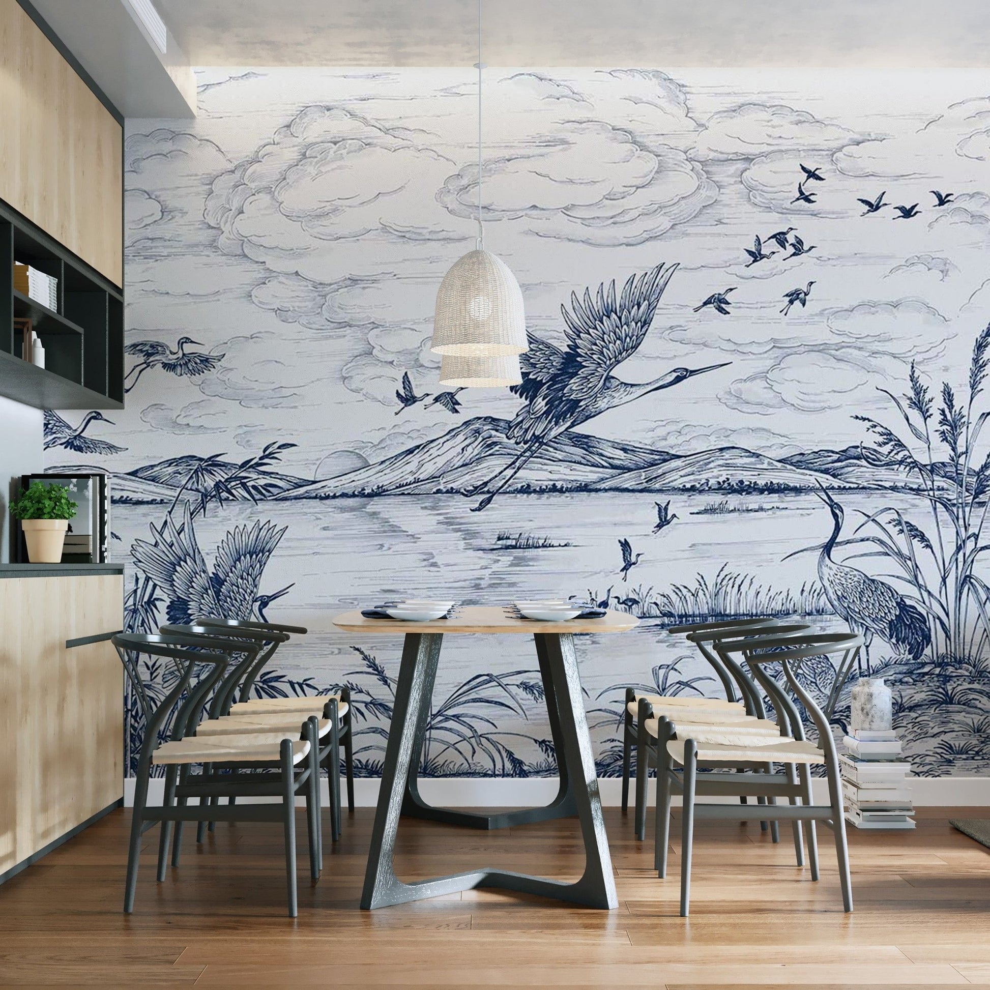 Serene bird wallpaper for interiors