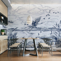 Serene bird wallpaper for interiors