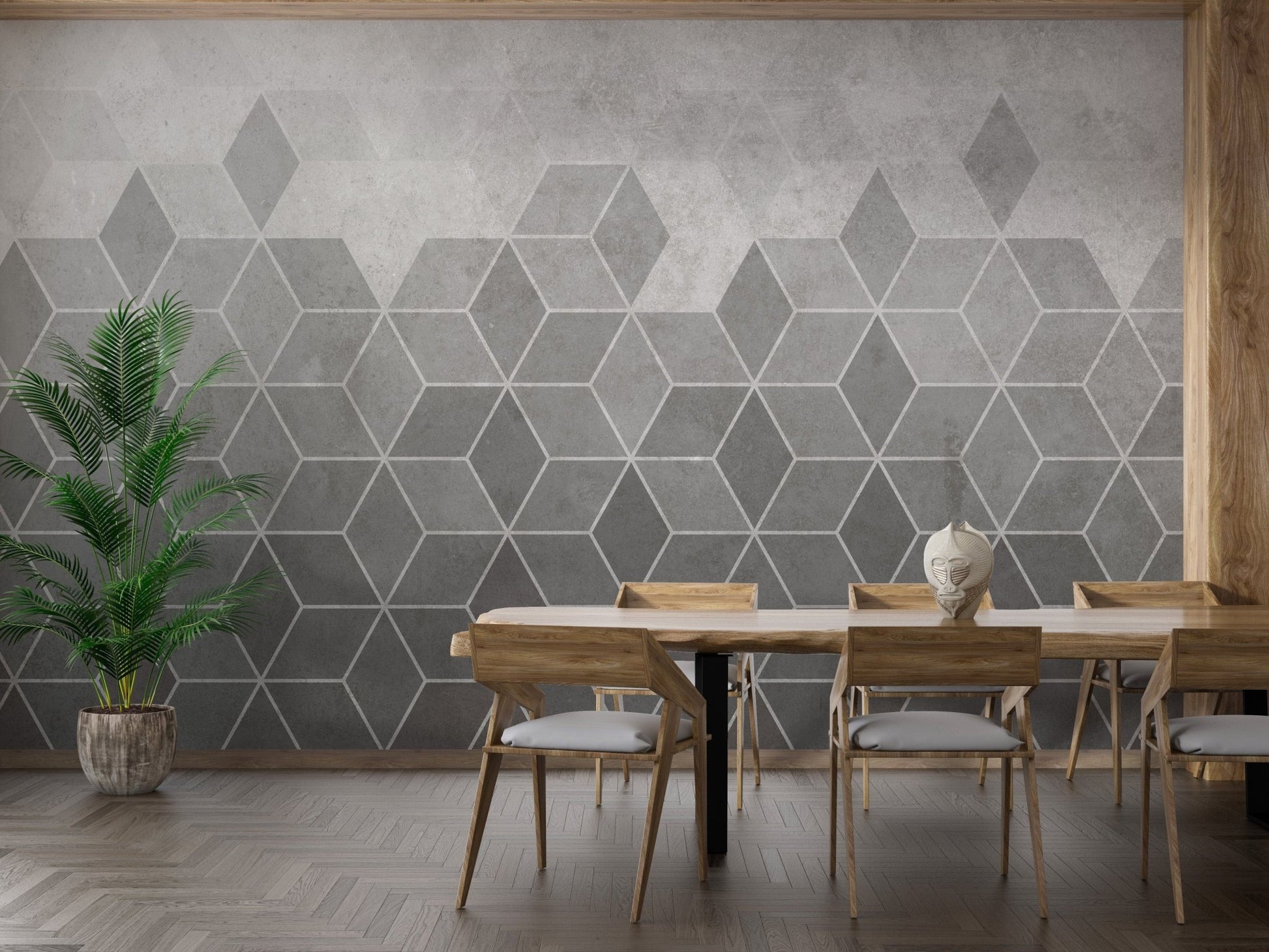 Hexagon Cement Wall Tiles Wallpaper Mural - Giffywalls