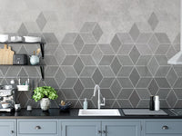 Hexagon Cement Wall Tiles Wallpaper Mural - Giffywalls