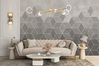 Contemporary cement-style hexagon mural