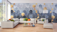 Gold hexagonal ombre wallpaper mural for decor
