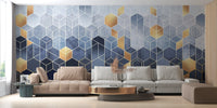 Hexagonal Ombre Gold Wallpaper Mural - Giffywalls