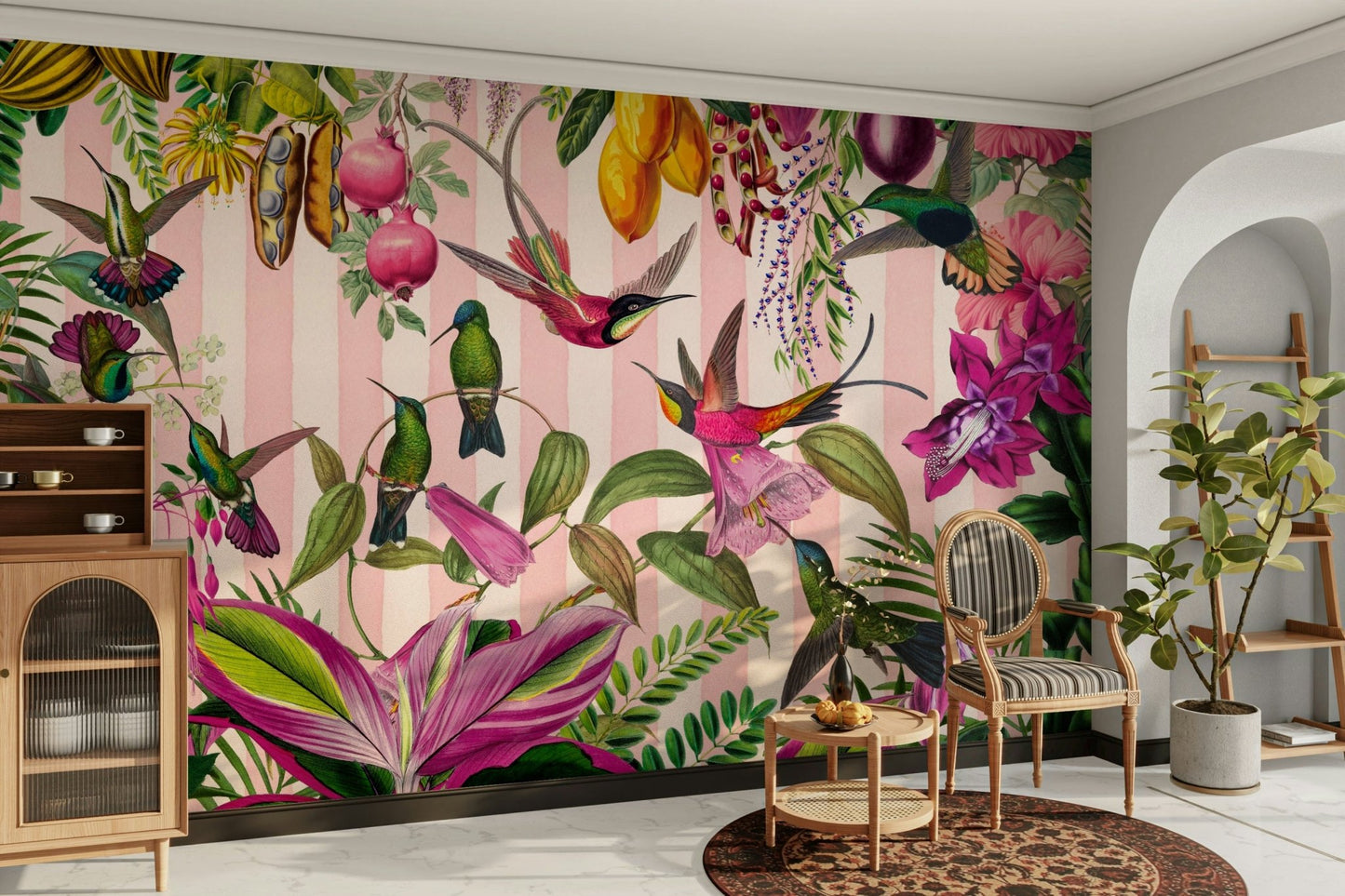 High-quality image of the hummingbird paradise mural

