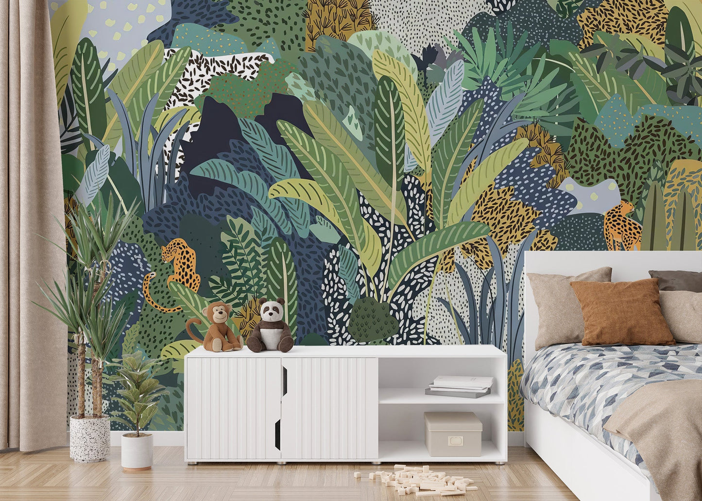Hidden Jungle Cat Mural - Giffywalls C402