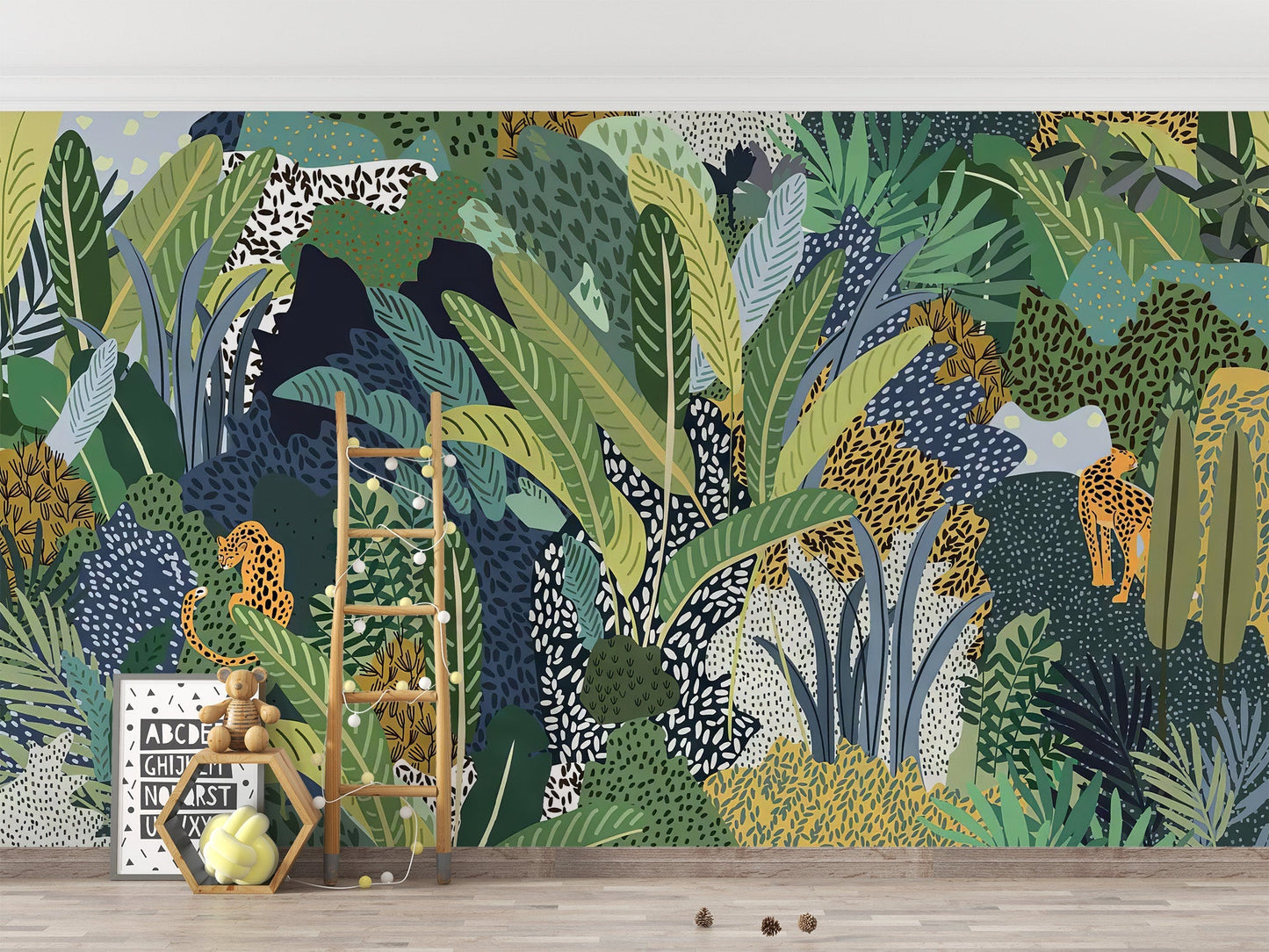 Hidden Jungle Cat Mural -C402