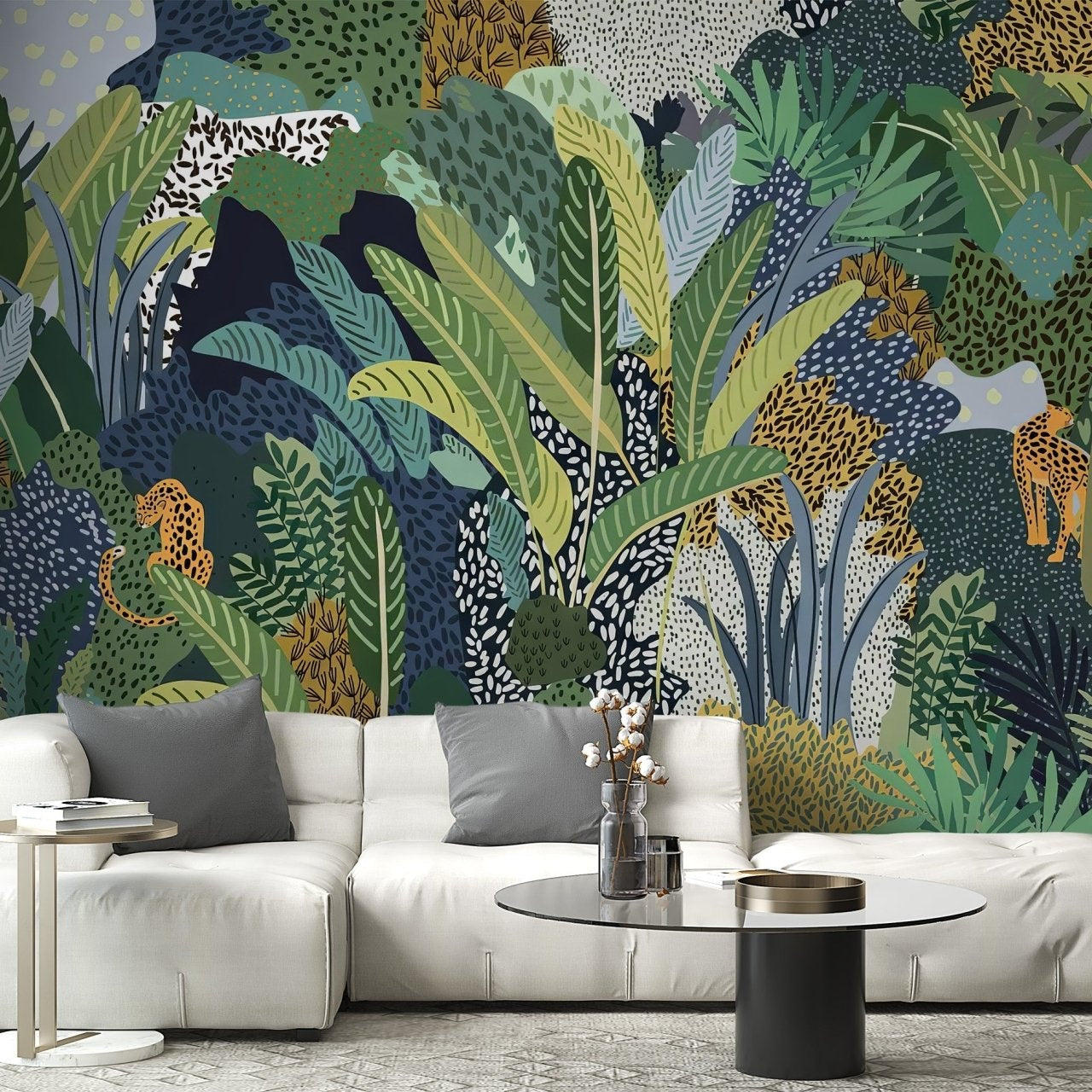 Hidden Jungle Cat Mural Wallpaper C402