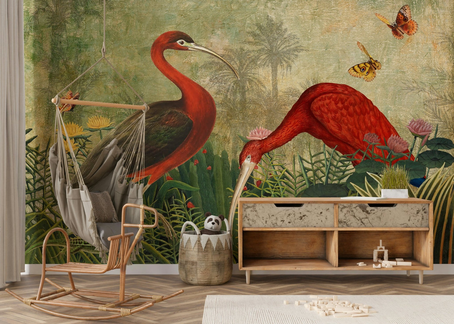 Vibrant Hidden Oasis Wall Mural with lush greenery.

