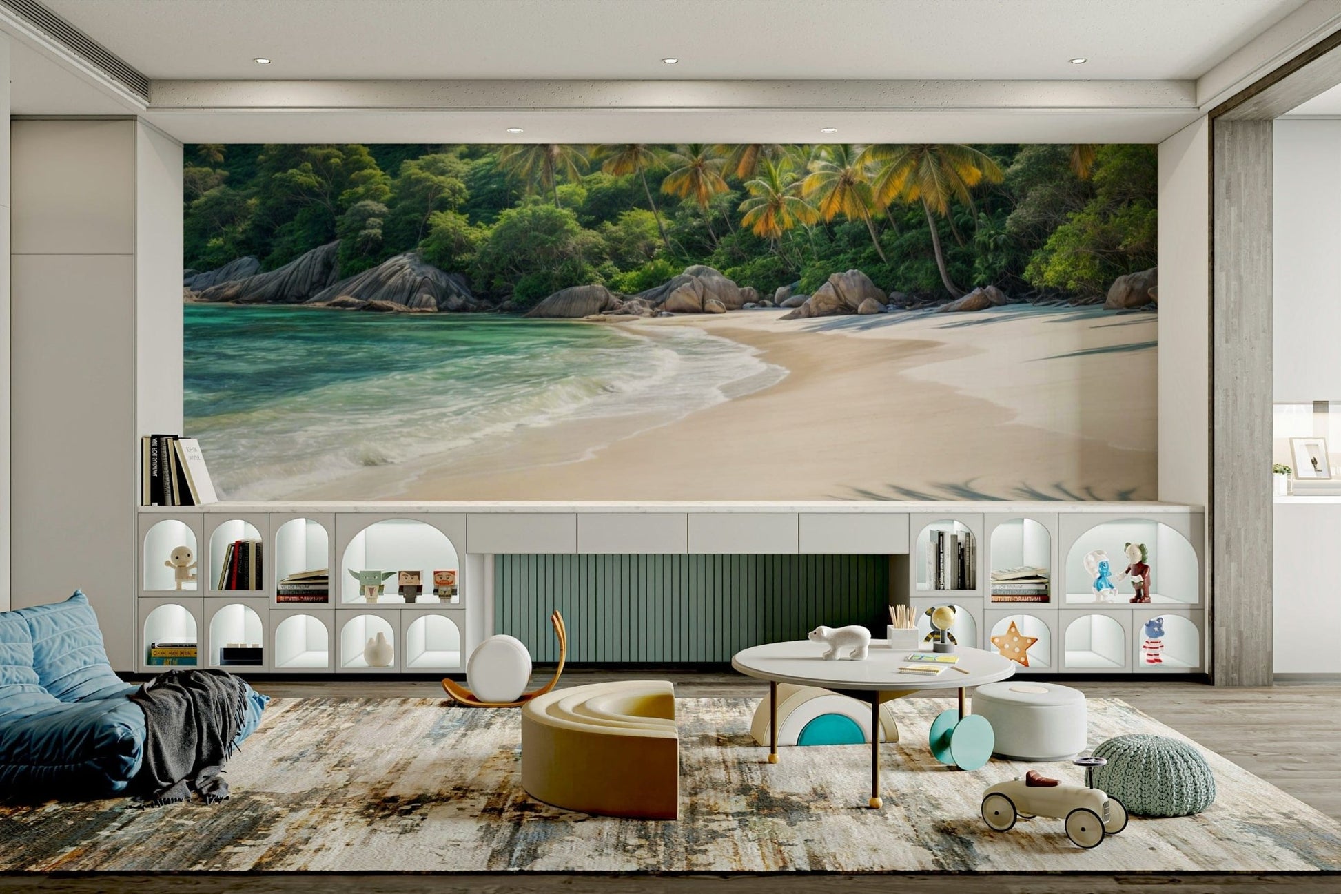 Lush green leaves on hidden tropical oasis wallpaper

