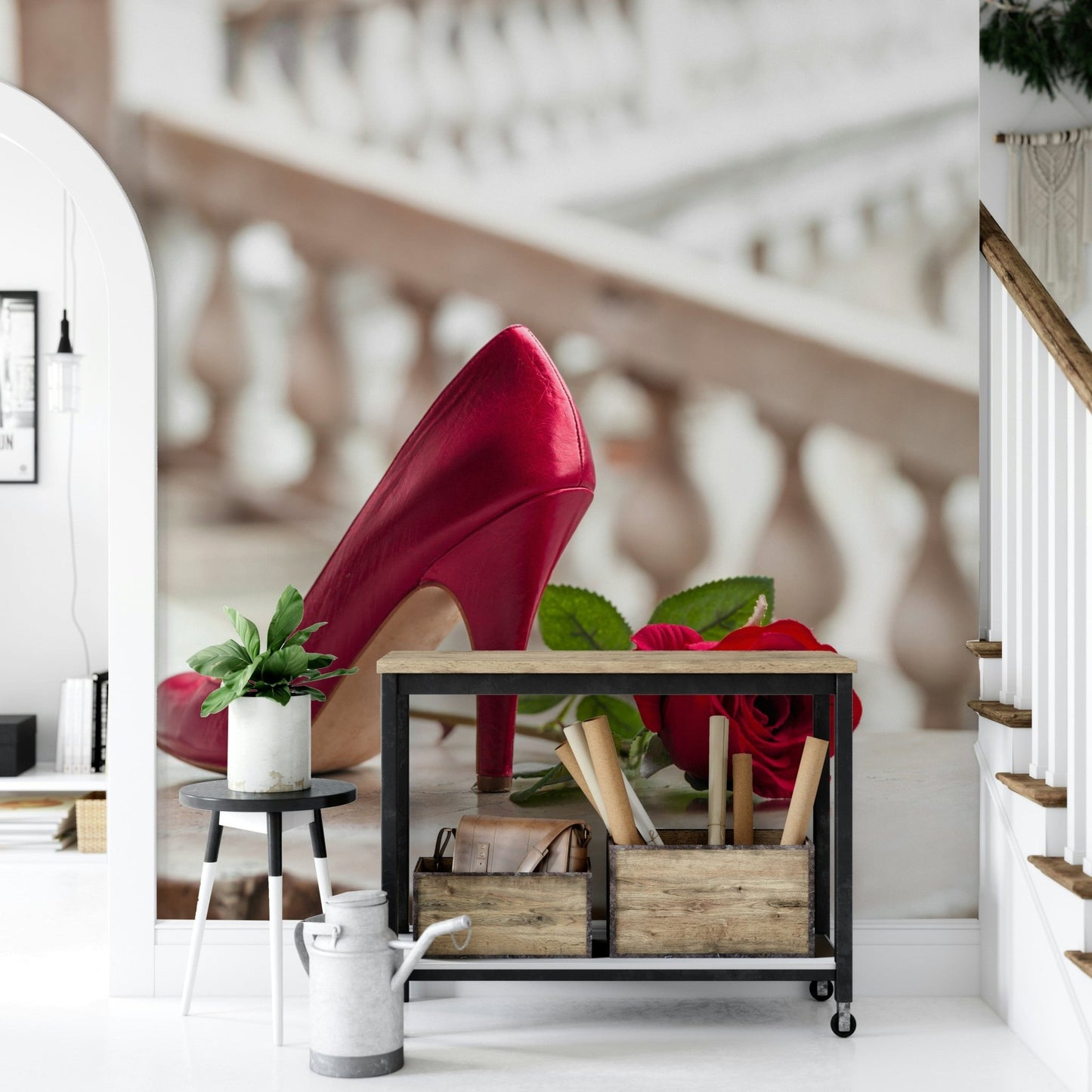 High Heels and Rose Wall Mural