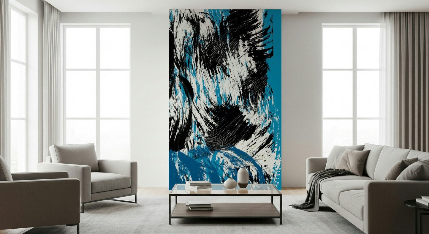 Ebullient wall mural Crashing waves, savage dark, High Tide energy.
