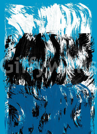 Bizarre oblong tidal art, dashing indigo lines, High Tide product.